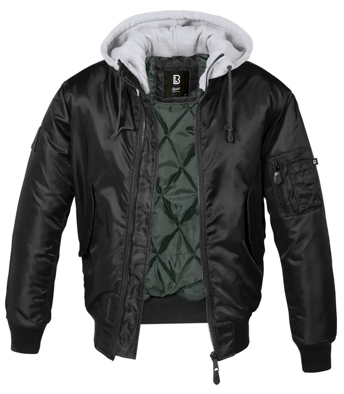 Akční Cena Bunda Brandit MA1 Sweat Hooded Jacket - Black/Grey S