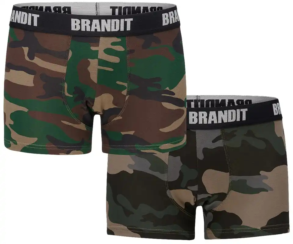 Jen Po Omezenou Doba Boxerky Brandit Boxershorts Logo 2ks - Woodland / Darkcamo M