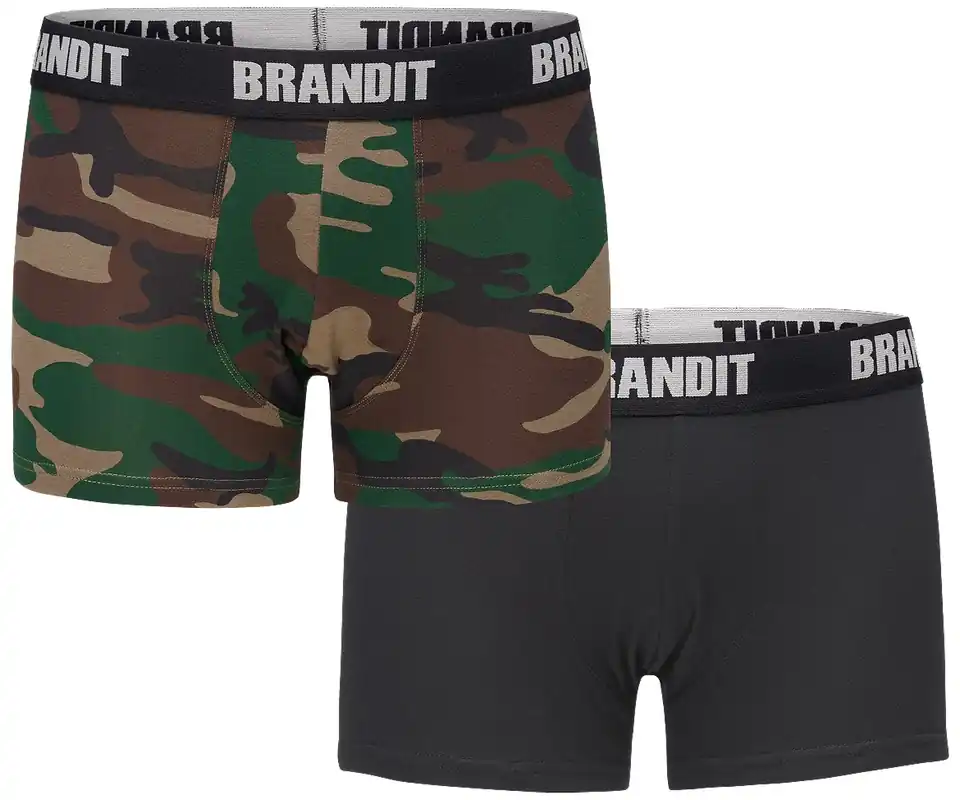 Boxerky Brandit Boxershorts Logo 2ks - Woodland / Black 3XL Ihned K Objednání