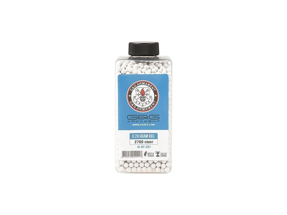 Airsoftové kuličky G&G 0,28g, 2700bb, láhev Vrácení Zdarma