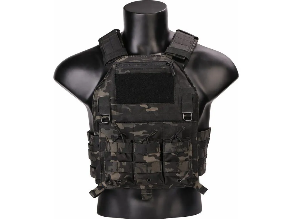Nejlepší Volba Taktická vesta 420 s nosičem plátů a třemi sumkami - Multicam Black, Emerson Gear