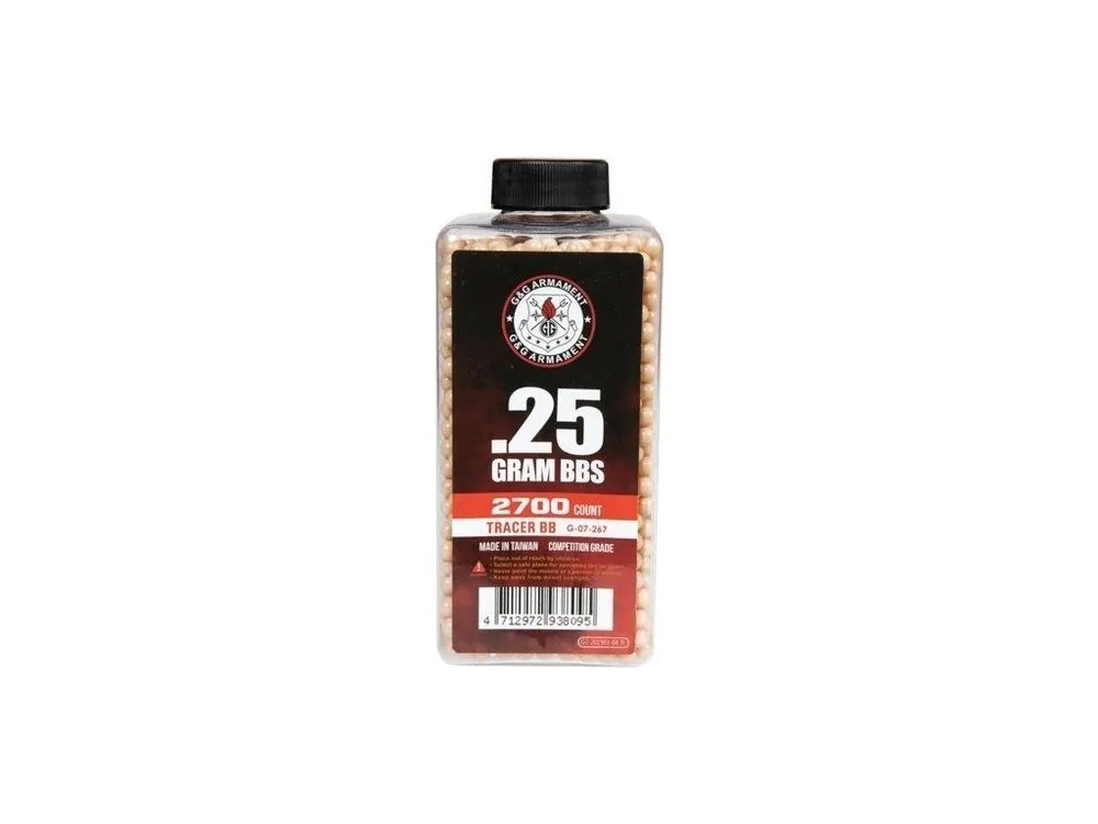 Airsoftové kuličky G&G 0,25g, 2700bb, láhev, nasvětlovací červené Omezená Nabídka
