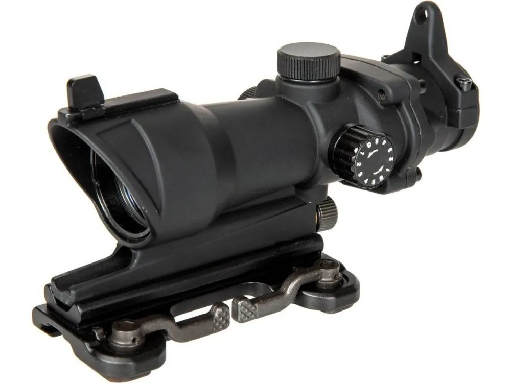 Puškohled stylu ACOG 4x32 s Lighting a QD montáží - černý, JJ Airsoft Dokud Zásoby Vydrží