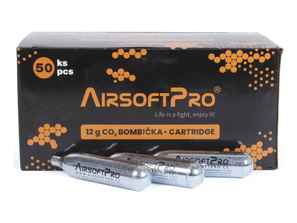12g CO2 plynová bombička - balení 50 ks, AirsoftPro Vysoce Kvalitní