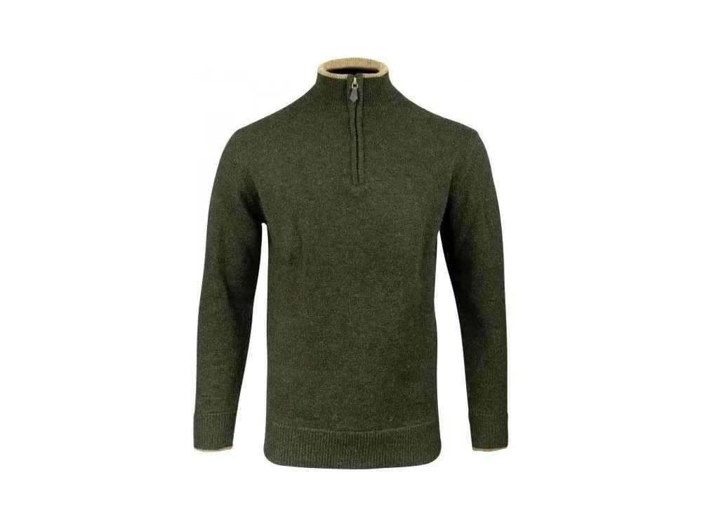 Výprodej - Svetr ASHCOMBE se zipem jehněčí vlna DARK OLIVE - 2XL - Vše pro lov - Kvalita na prvním místě Nová Kolekce