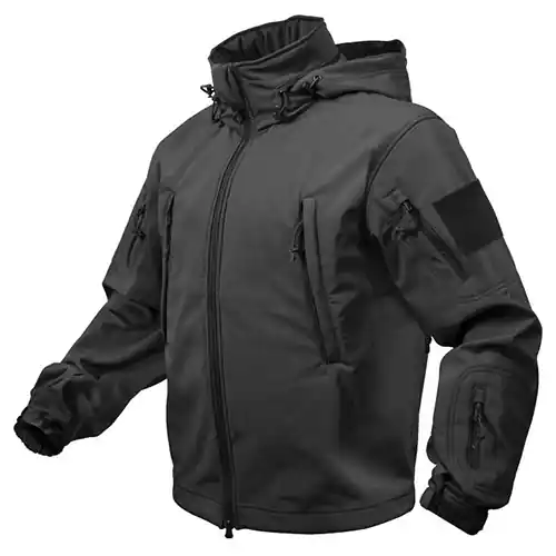 Akce Bunda TACTICAL s kapucí softshell ČERNÁ