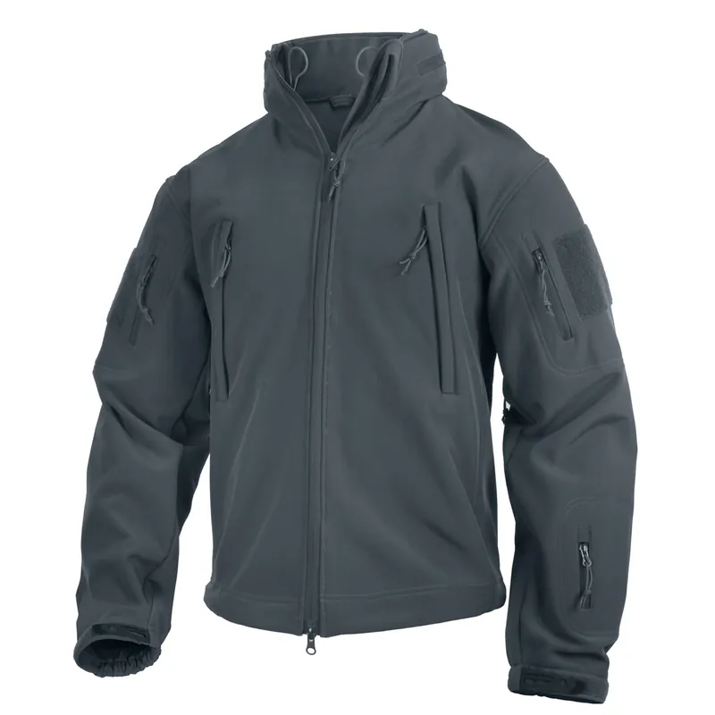 Bezpečná Platba Bunda TACTICAL s kapucí softshell ŠEDÁ
