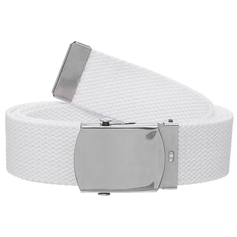 Akce Opasek s kovovou stříbrnou přezkou 30 mm BÍLÝ