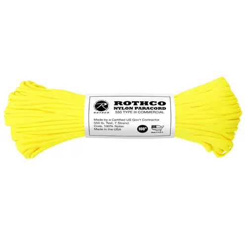 Přímo Od Výrobce Šňůra PARACORD nylon 550LB ø 4 mm / 30 m REFLEXNÍ ŽLUTÁ