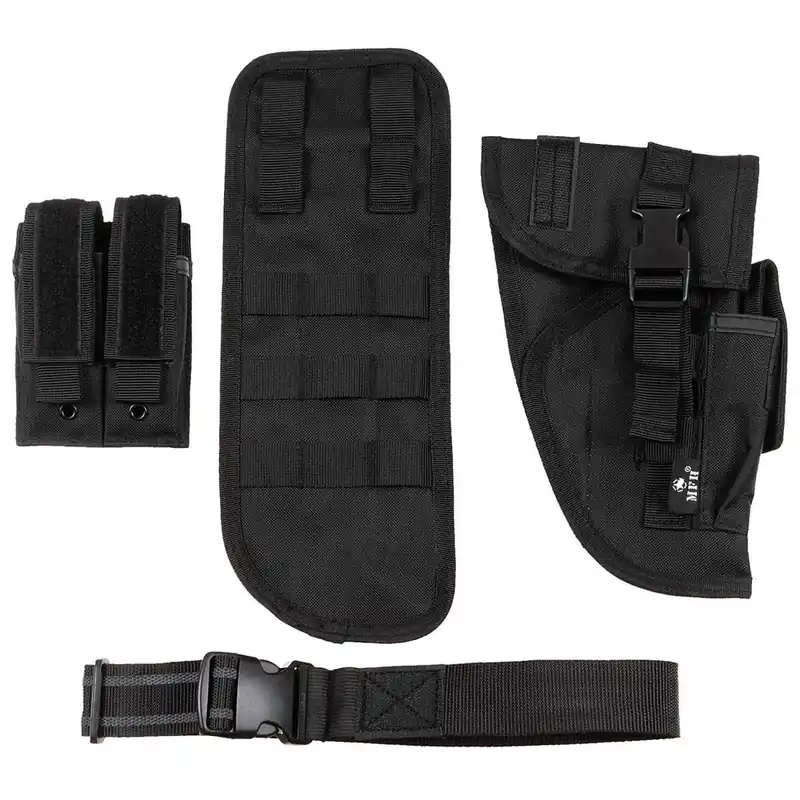Výhodná Nabídka Pouzdro stehenní Tactical na pistol a zásobníky pravé ČERNÉ