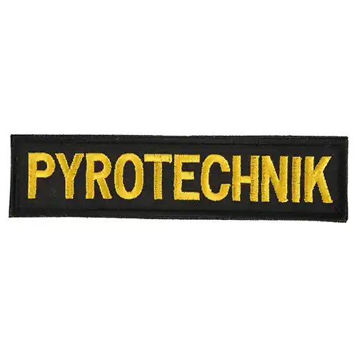 Nášivka PYROTECHNIK malá ČERNÁ se žlutou nití VELCRO Jen Po Omezenou Doba
